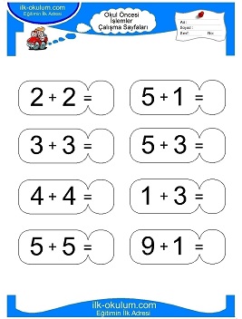 Çocuklar İçin toplam işlemi yaprak testleri 